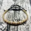 Link bransoletki Najnowszy styl Macrame Count Stopper Men Gold Biżuteria Kościa luksusowy wkładki cyrkon Banles