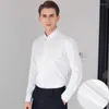 Camicie eleganti da uomo a maniche lunghe tinta unita senza tasche slim fit maschile business formale sociale bianco blu nero tessuto semplice