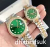 Modieus horloge Klassieke diamant Zwart/groene wijzerplaat Automatisch uurwerk 28/36/41MM Gecanneleerde lunette Herenhorloges Superlichtgevende LIEFHEBBERS Dameshorloge Waterdicht Koppelsstijl