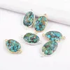 Pendant Necklaces 5PCS Turquoise Gold Plated Natural Stone Faceted Charm For Jewelry Marking DIY Necklace Bracelet Accessories Wholesale