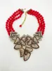 Pendant Necklaces Stunning Women's Red And White Three-Dimensional Flower Necklace - Bronze Craftsmanship With Single Strand Bead Crystal