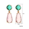 Boucles d'oreilles pendantes en cristal rose Transparent pour femmes, bijoux de luxe, vente en gros