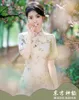 Ethnic Clothing Elegant Summer Printed Long Khaki Cheongsam Sweet Literary Retro Casual Improved Qipao Chinese Style Evening Dress For Women
