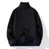 Men's Sweaters Turtleneck Sweater Cozy Winter Thick Knitted High Collar Cold Resistant Elastic Soft Plush Pullover Autumn Attire