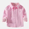Kids Shirts Kid Girls Blouse Spring Autumn Stripe Long Sleeve Cotton Turn down Collar Baby Boys Toddler Tops Children s Clothing Pink 230906