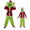 مرحلة ارتداء هالوين انفجار الفراء الأخضر الوحش Grinch cosplay سانتا بدلة الحزب يأتي هالوين تأثيري مجموعة أنيمي الملابس T220901301H