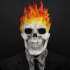 Party Masks Ghost Rider Red And Blue Flame Skull Mask Cosplay Halloween Horror Ghost Full Face Latex Masks Cosplay Costume Props 230905