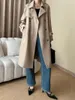 Women's Trench Coats Contrast Early Autumn British Style Drape With Loose Temperament Waistband Windbreaker Jacket Mid Length