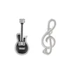 Stud Earrings Silver Color Cute Violin Guitar Note Zircon Asymmetric Musical Instrument Women's Fine Jewelry Gifts 2023