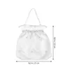 Present Wrap White Satin Bridal Wedding Clutch Flower Money PAG DrawString Pouch Wristlet Handbag Party Bags Bridesmaid Accessories