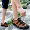 Sandaler Fashion Casual Men Soft Outdoor vandringskor Beach Sneaker Non-Slip Classic bekväm slip-on läder fritid