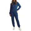 Calças femininas de duas peças Mulheres Tops Set Elegante Macio Confortável Tracksuit para desgaste diário Solto Pulôver Hoodies