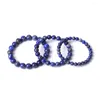 Bracelet de perles en pierre bleue Lapis Lazuli, fil de bouddha, Yoga, amitié, extensible, pour femmes et hommes, bijoux