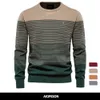 Suéteres para hombre AIOPESON marca suéter de algodón hombres moda casual oneck jerseys empalmados punto masculino invierno cálido 230905