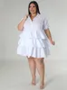 Plus size Dresses Wmstar Size for Women Solid Summer Cute Elegant Midi Shirts Dress Fashion Birthday Outfits Wholesale Drop 230906