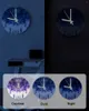 Wall Clocks Purple Feather Watercolor Luminous Pointer Clock Home Ornaments Round Silent Living Room Bedroom Office Decor