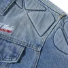 Herrenjacken, Motorrad-Jeansjacke, Herren, dreidimensionales geprägtes Design, Cowboy-Mantel, lockerer Biker