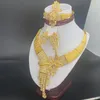 Halskette Ohrringe Set 24k trendiger Dubai Schmuck für Frauen Afrika Ring Sets äthiopisch vergoldet Hochzeit Braut Party Geschenke