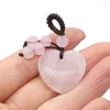 Pendanthalsband Rose Quartz Agate Opal Heart Keychain Natural Stone Jewelry Making Key Chain Handbag Purse Hushållens charm Presentprydnad