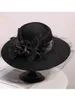 Cappelli a tesa larga Cappelli a secchiello Velo Nero Donna Fedora invernale Cappelli a cloche in lana australiana al 100% Cappello in feltro a tesa larga femminile Bowknot da donna per berretti da chiesa 56-58 cm 230905