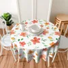 Table Cloth Orange Flower Pink Floral Tablecloth Round 60 Inch Cover Waterproof For Kitchen Home Decoration Picnic Outdoor