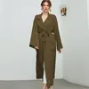 Trenchs Femmes Femmes Trenchcoat Automne À La Mode Solide Lâche Street Wear Casual Bureau Lady Long Manteau Loisirs À Lacets Vêtements Féminins