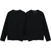 Men's T Shirts niche minimalist embroidery solid color basic round neck pullover with bottom long sleeved T-shirt