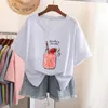 Women's Plus Size TShirt 100 Cotton L6XL T Shirt Tshirt Short Sleeve Women Top V Neck Summer Japanese Sweet Oversized Shirts 230906