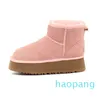 botas Diseñador Mujer Plataforma Botas de nieve Australia Piel Zapatos cálidos Cuero real Tobillo castaño Botines mullidos para mujer Zapatos acolchados de algodón Suela 4 cm