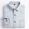 Mäns casual skjortor denim skjorta långärmad mjuk bomullsfjäder höst en eller två fickor lätt elastisk jeans cowboy