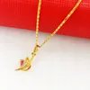 Pendentif Colliers Corée Gold 24K Collier Electroplaqué Corindon Rouge Pour Femmes Engagement Bijoux Cadeau