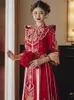 Etnisk kläder vintage brud paljetter pärlor broderi bröllop klänning retro kinesisk stil tofsar cheongsam toast