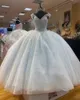 2023 Quinceanera Dresses Light Blue Ball Gown Off Off Shouldeld Squardined Lace Crystal Beadsスパンコールプラスサイズ甘い16コルセットフォーマルパーティープロムイブニングガウン