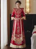 Etnisk kläder vintage brud paljetter pärlor broderi bröllop klänning retro kinesisk stil tofsar cheongsam toast