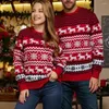 Kadın Sweaters Sonbahar ve Kış Çiftleri Eşleşen Kazak Set Aile Kıyafetleri Erkek Kadın Elk Kar Tanesi Noel Aşk Üst Kıyafetleri