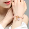 Link Armbänder Nette Süße Kristall Perlen Anhänger Armband Für Frauen Charme Rosa Gänseblümchen Blume Armreif Temperament Schmuck Zubehör Mädchen