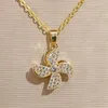 Pendant Necklaces Ladies Fashion Necklace Round Diamond-set Windmill Lady's Birthday Gift Wedding Jewelry Anniversary