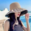 Berets Protetor Solar Chapéu Feminino Rosto Cobrindo Compras No Verão Preto Cola Sombrinha Big Brim Beach Sun Thin UV Bucket