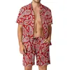 Men's Tracksuits Green Paisley Design Men Sets Vintage Print Casual Shorts Vacation Shirt Set Hawaiian Custom Suit Short Sleeve Oversized