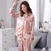 Vrouwen Nachtkleding Lente Zomer Vrouwen Pyjama Zijde Lange Tops Set Vrouwelijke Pyjama Nachtpak Sets Broek Nacht Grote Werven XXXL