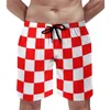 Men's Shorts Black And Red Two Tone Board Summer Checkboard Cute Beach Males Surfing Quick Drying Custom Swimming Trunks