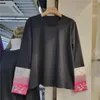 Felpe con cappuccio da donna Manica ricamata a fiori Felpa tradizionale cinese Colletto tondo Drop Girls Pullover patchwork floreale