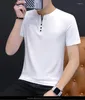 Mäns kostymer nr 2 A1558 Summer Top Men T-shirt Casual Short Sleeve Cotton Business T-shirts Slim Fil Solid Color T Shirt