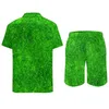 Tracksuits masculinos abstrato musgo férias homens define planta verde impressão camisa casual conjunto verão shorts gráficos 2 peça terno de tendência plus size