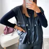 Jaquetas de couro femininas outono sem mangas casaco pu tendência de rua blusão motocicleta preto outerwear moda feminina