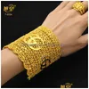 Bangle Xuhuang G Letter 24k Platerat guld med ring för kvinnor Dubai Luxury Charm Bangles Armband Party Banket smycken gåvor Drop Deliv Dhwuf