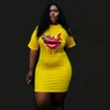 Plus size Dresses WSFEC XL5XL Mini for Women 2023 Summer Clothing Size Short Sleeve O Neck Pattern Loose Casual Sexy Female Outfits 230905