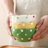 Bols Bol de riz japonais Nouilles en céramique à point de vague domestique dans la soupe 4,75 pouces Petite vaisselle créative