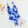 Women's Swimwear MJKBH 2023 Summer European And American Printed V-neck Skinny Slimming Bikini Swimsuit Ins Style In Stock Wholesale
