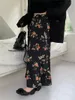 Jupes Alien Kitty noir imprimé Streetwear mince femmes été doux 2023 bureau dame lâche fleurs doux décontracté Vintage